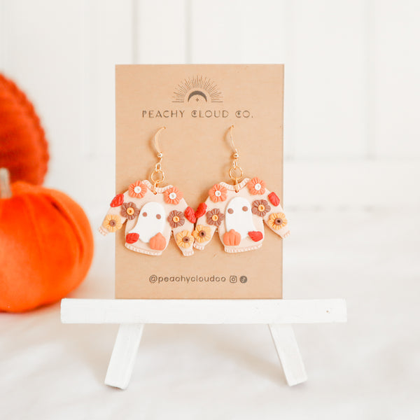Floral Ghost Sweater Earrings