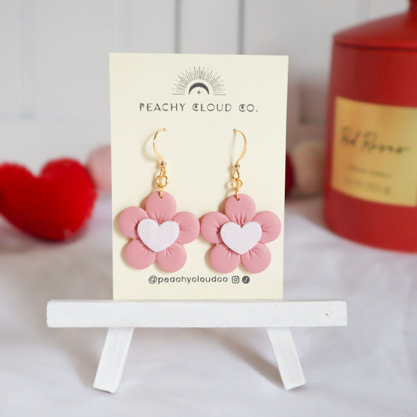 Heart Flower Earrings