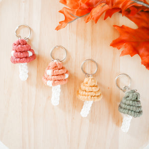 Macrame Mushroom Keychains