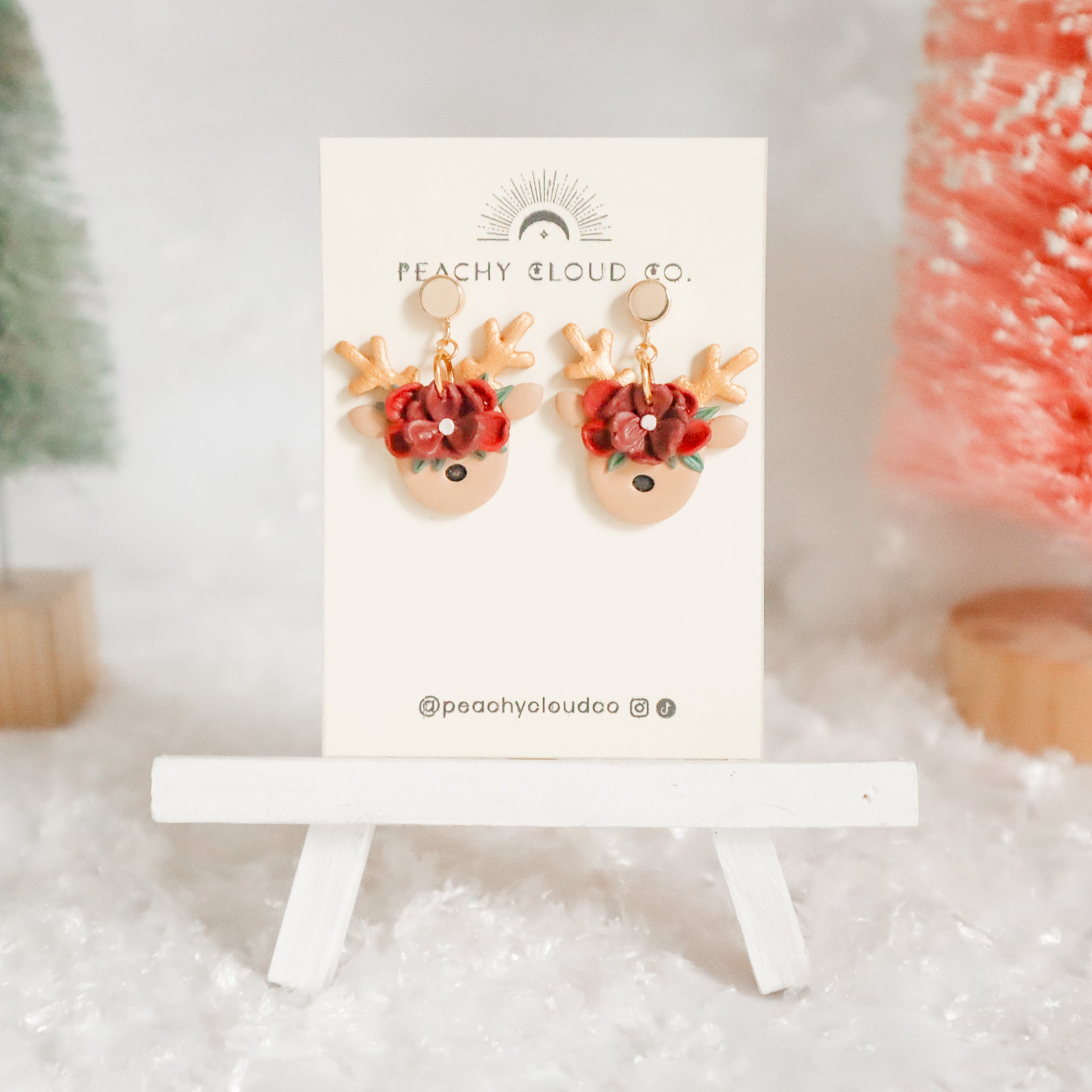 Floral Reindeer Earrings