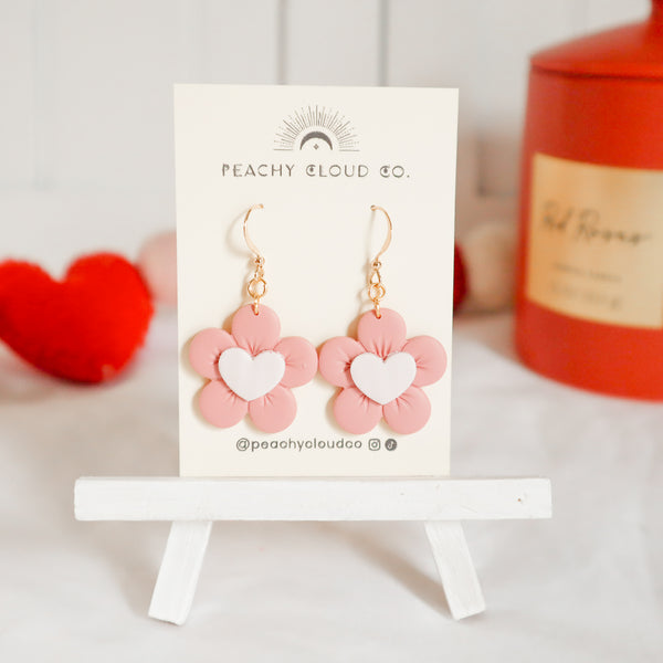 Heart Flower Earrings