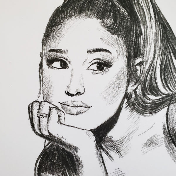 Ariana Grande Pencil portrait digital print illustration 11x14