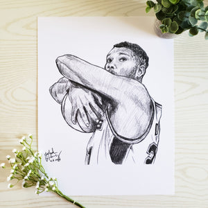 Tim Duncan Pencil Portrait Illustration Spurs 11x14 Digital Prints