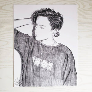 BTS J-Hope Hobi Digital Print - Pencil Portrait Poster